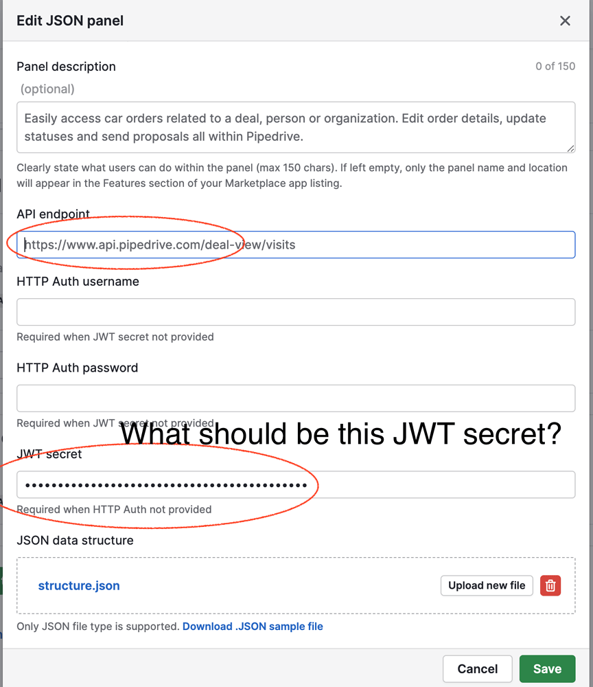 JSON Panel and JWT secret - App Development - Pipedrive Developers ...